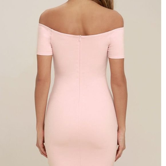 NWT Lulu's Blush Pink Off the Shoulder Mini Bodycon Dress size L - Picture 3 of 8